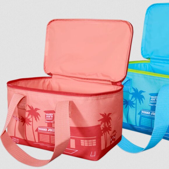 2 Trader Joe's Mini Insulated Totes Peach & Blue (Free Shipping) - Picture 1 of 4